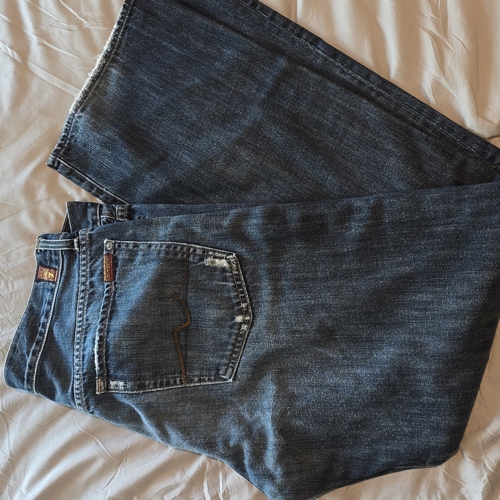7 For All Mankind Dark Blue Straight Jeans